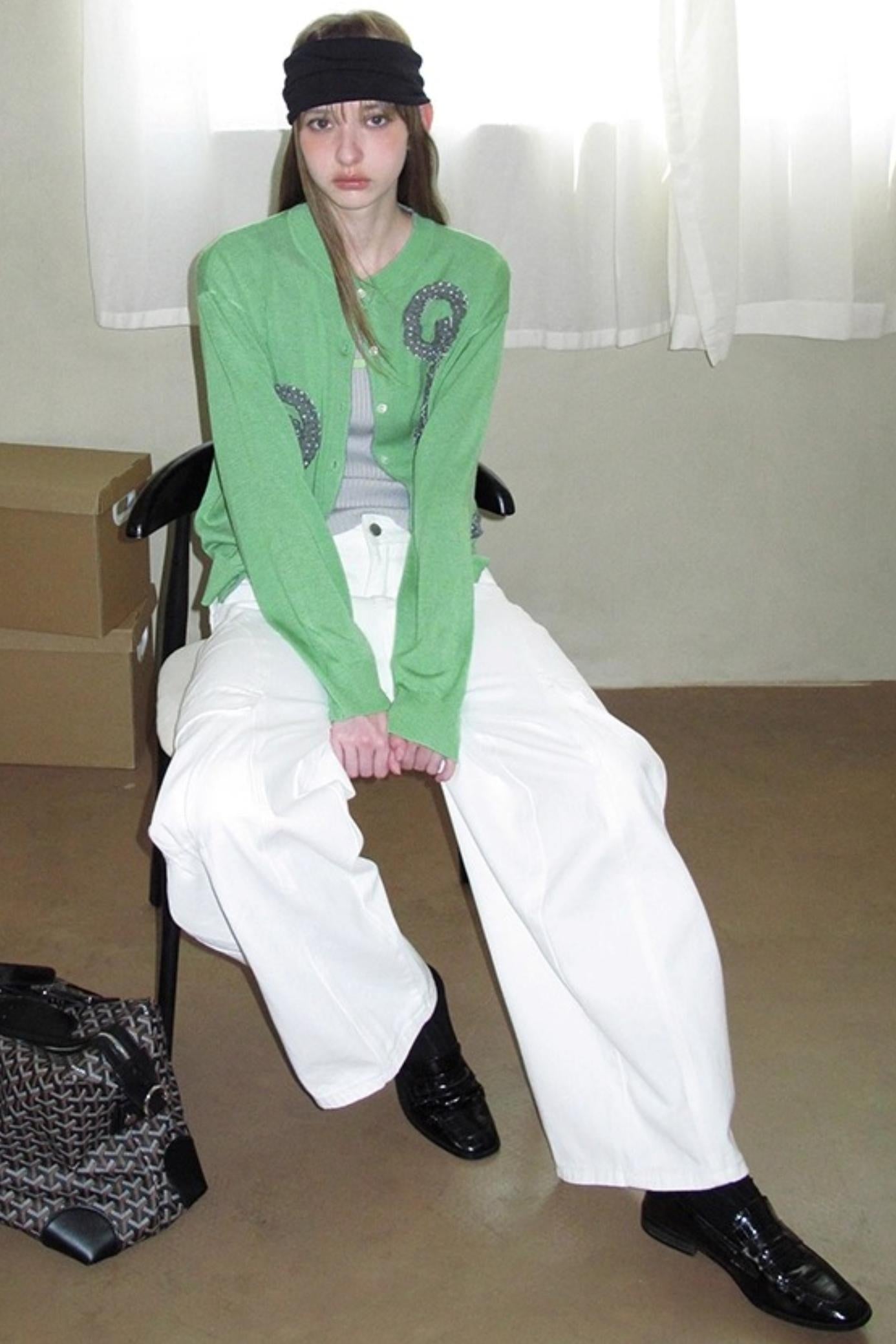 Emerald Pleated Knitwear Cardigan