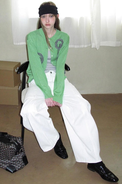 Emerald Pleated Knitwear Cardigan