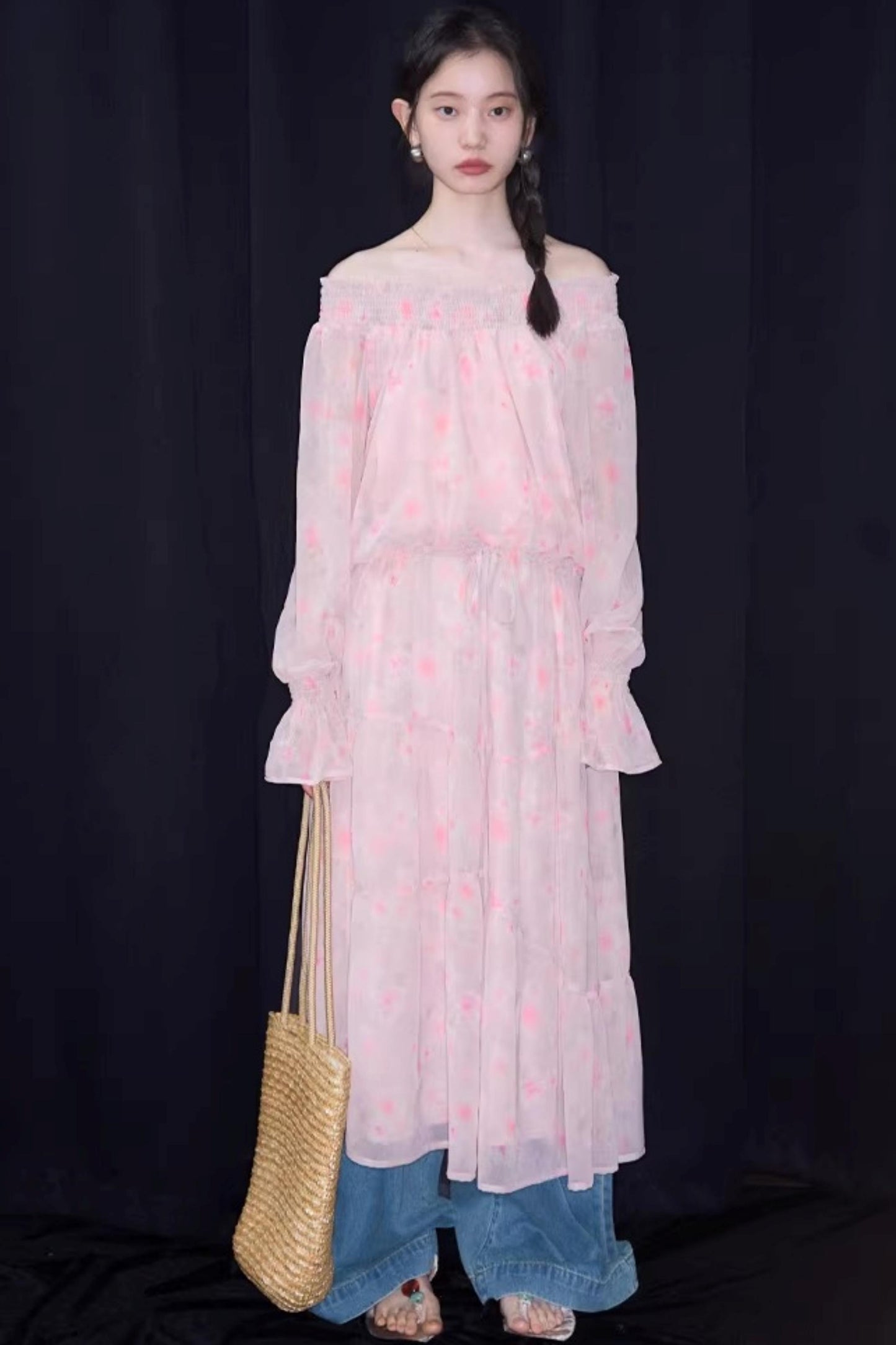 Misty Rose Off-Shoulder Dress