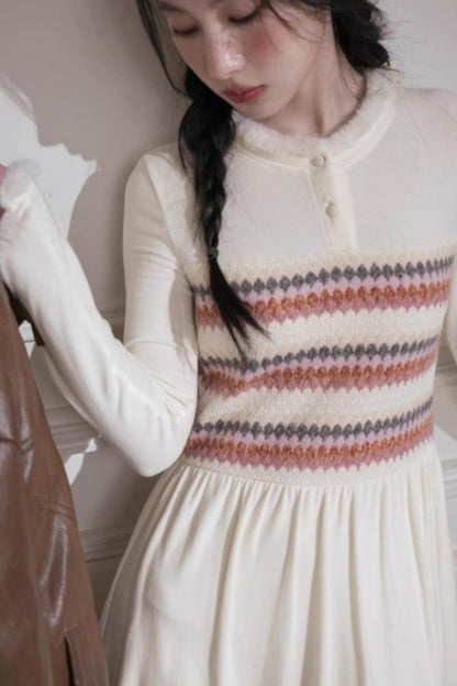 Frosted Milk Apricot Knitted Dress