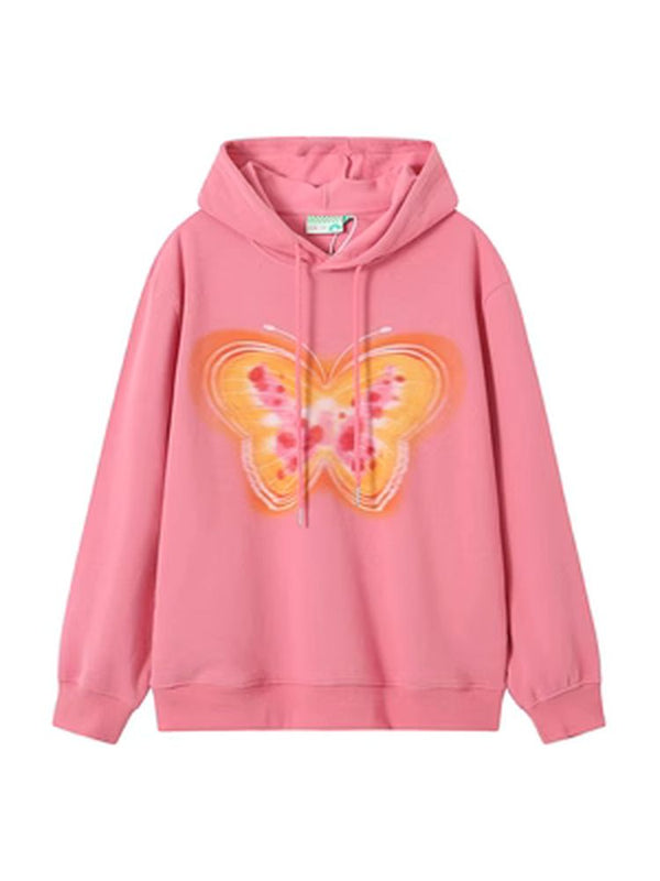 Butterfly-print velvet sweatshirt