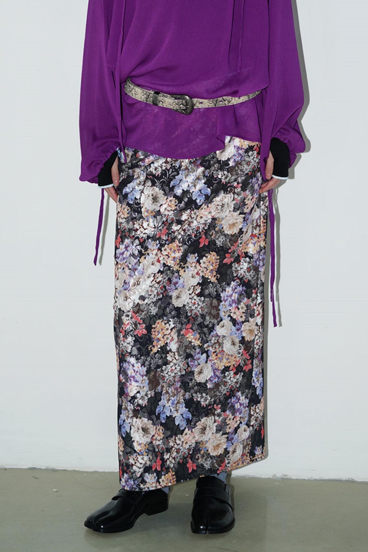 Gold Floral Pleated Skirt