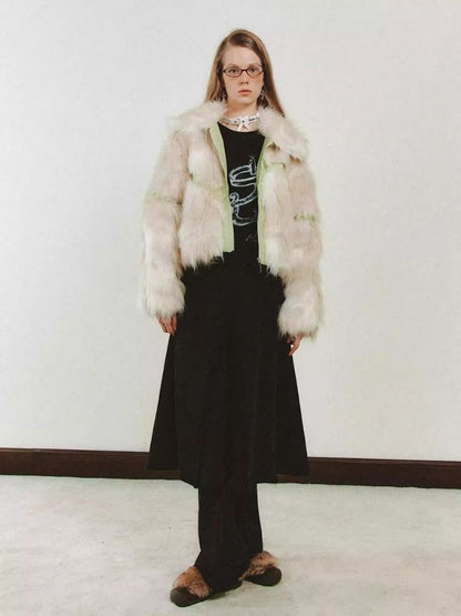 Splicing fur coat