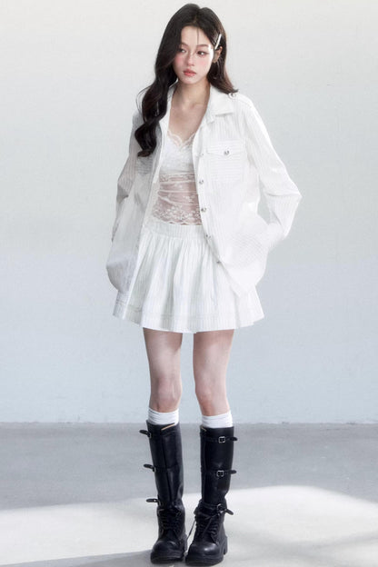 Striped Intellectual Elegance Shirt Two-Piece Set-Up