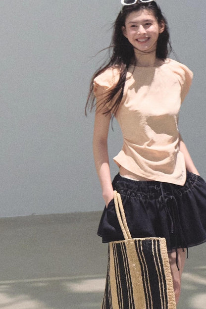 Embroidered Lyocell Puffy A-Line Skirt