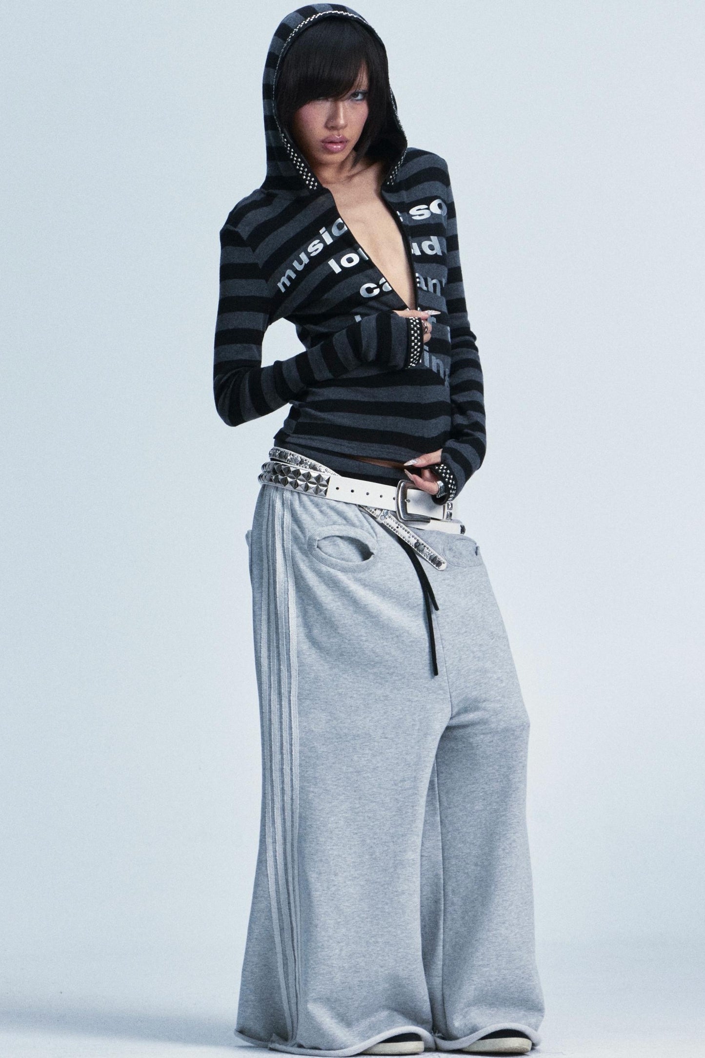 Elastic Striped Fingerless Top Set-Up