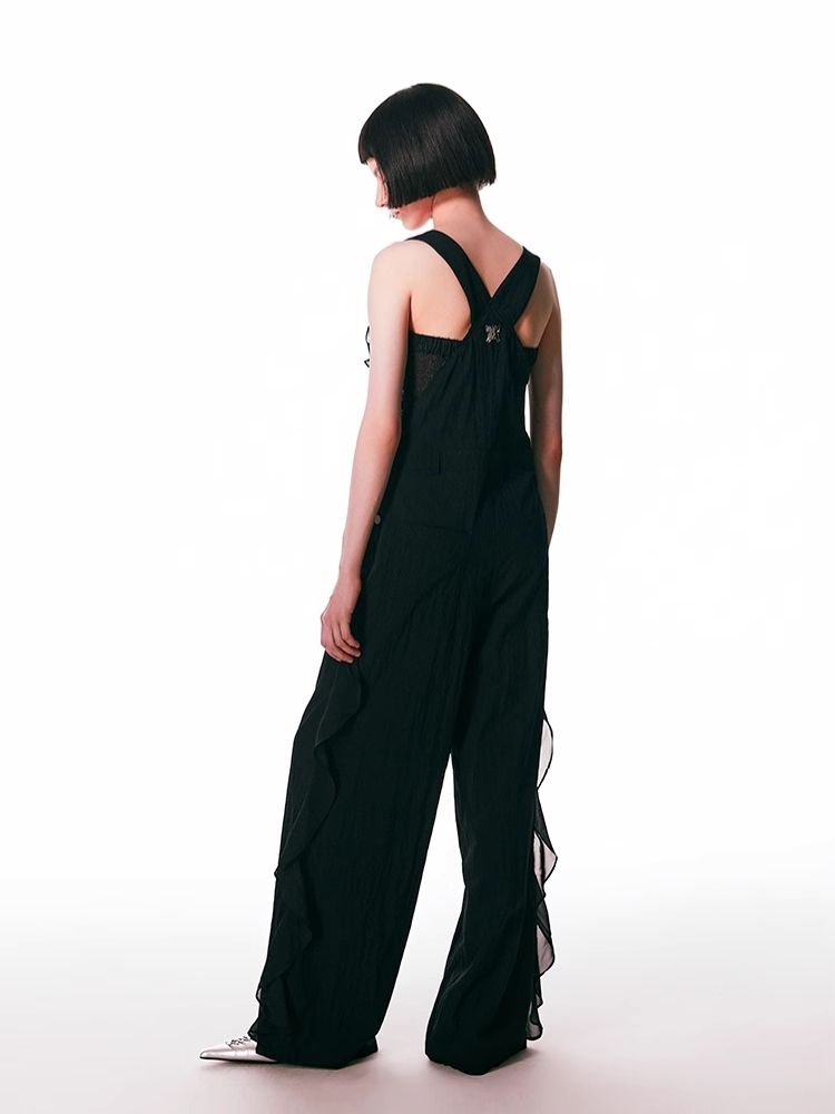 Lace Wide Leg Jumpsuit Back Pants