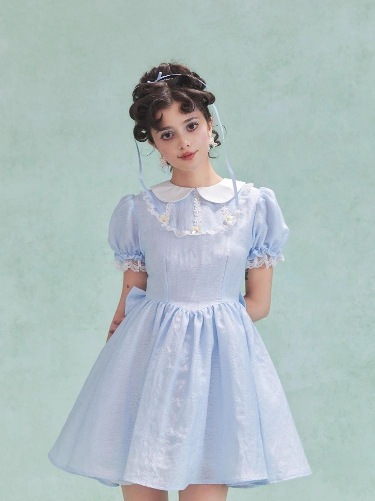 Bubble Sleeve Back Cake Hem Doll Dress