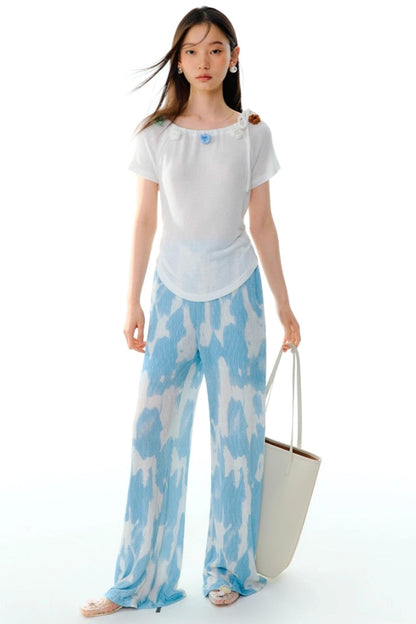 Monsoon Waves Blue Tie-Dye Dress Set-Up