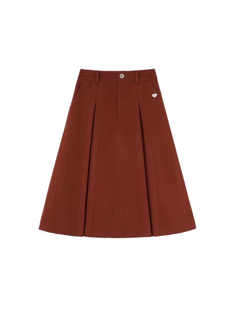 Long Peplum Brick Red Skirt