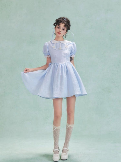 Bubble Sleeve Back Cake Hem Doll Dress