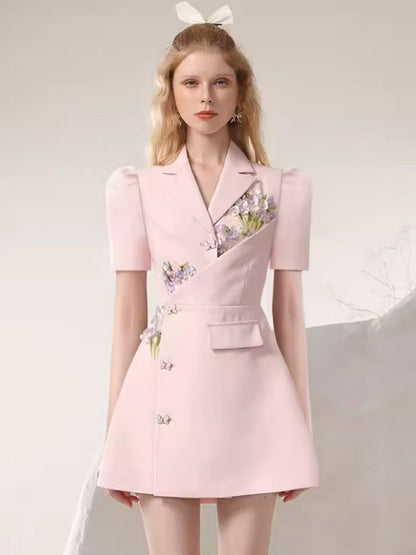 Irregular Gentle Pink Suit Dresses