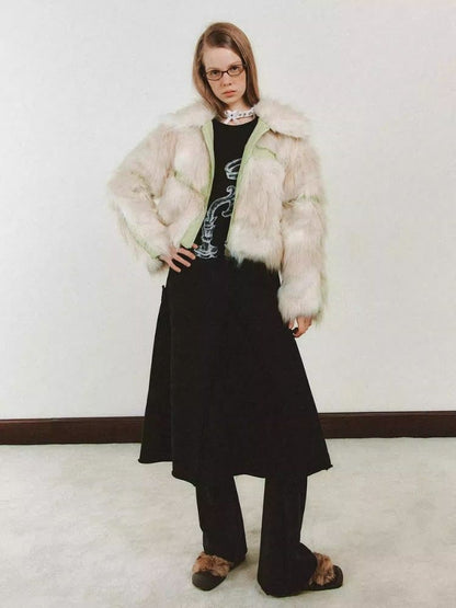 Splicing fur coat