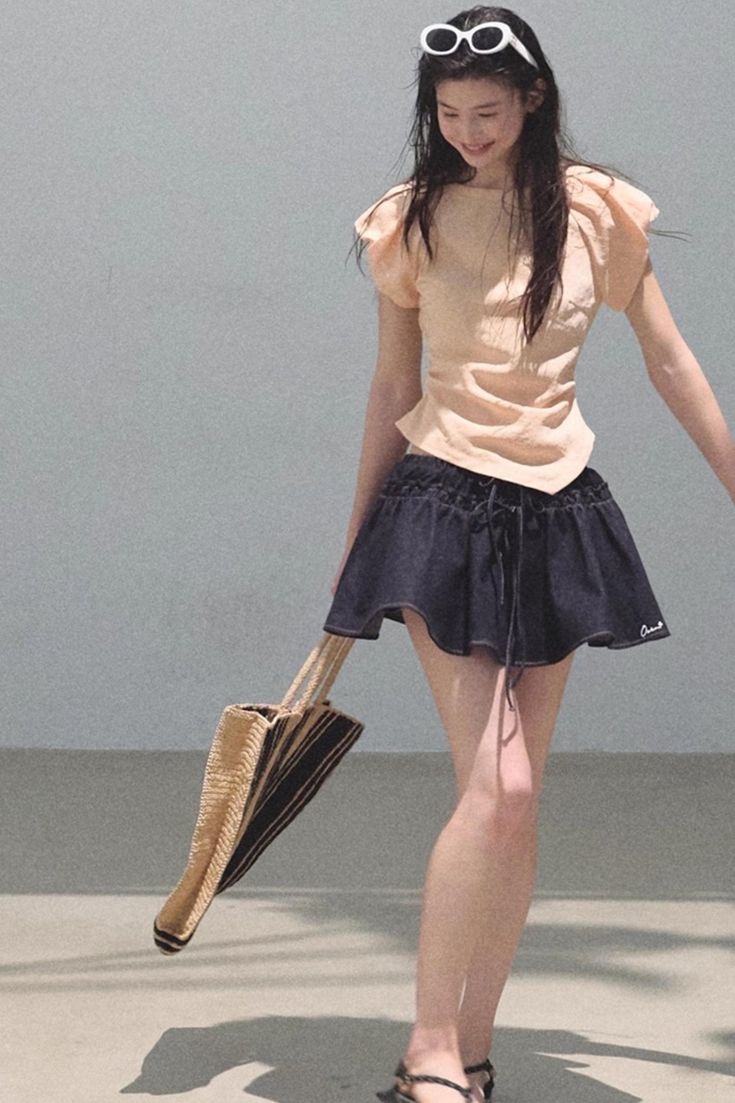 Embroidered Lyocell Puffy A-Line Skirt