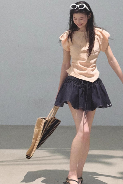 Embroidered Lyocell Puffy A-Line Skirt