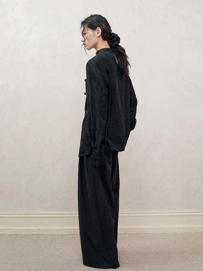 Lazy Loose Draped Jacquard Shirt