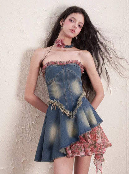 waist denim dress