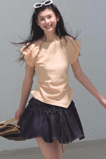 Embroidered Lyocell Puffy A-Line Skirt