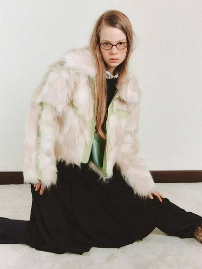 Splicing fur coat