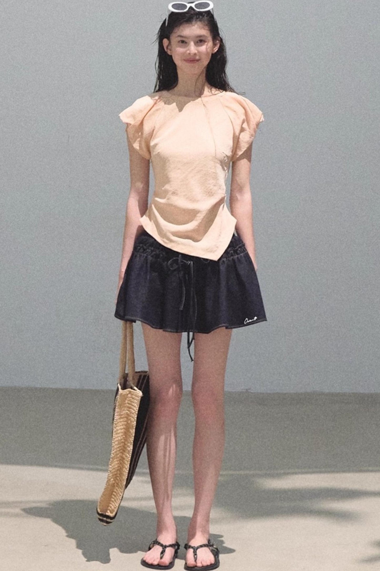 Embroidered Lyocell Puffy A-Line Skirt