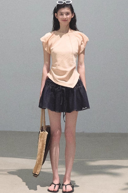 Embroidered Lyocell Puffy A-Line Skirt