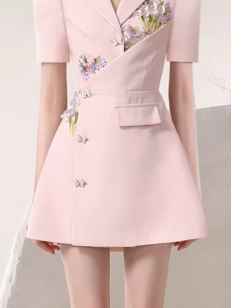 Irregular Gentle Pink Suit Dresses