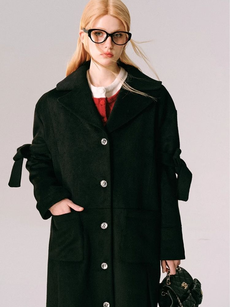 Wool Bow French Long Tweed Jacket