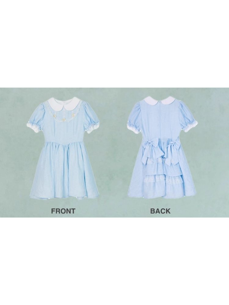 Bubble Sleeve Back Cake Hem Doll Dress