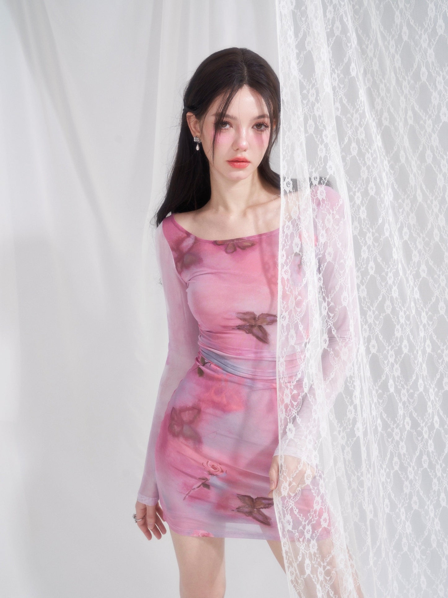 Long and cropped bell sleeve dress