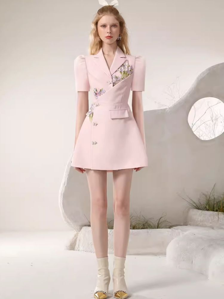 Irregular Gentle Pink Suit Dresses