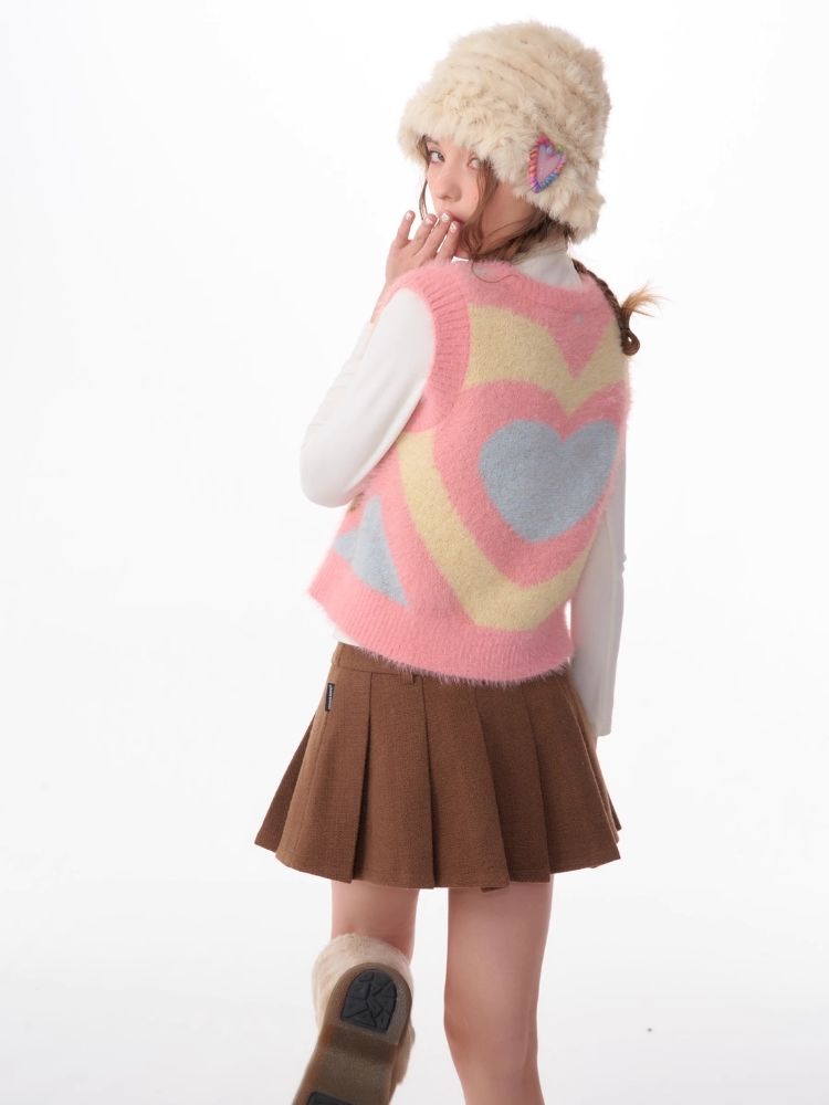 Pink Rabbit Love Knit V-Neck Sweater Vest