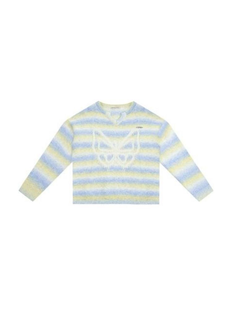 Striped Hairy Butterfly Thick Sweater