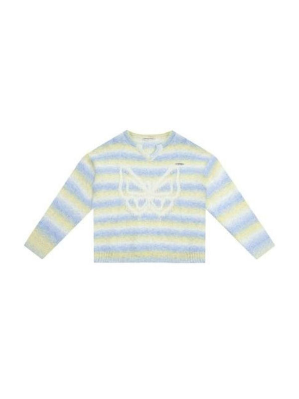 Striped Hairy Butterfly Thick Sweater