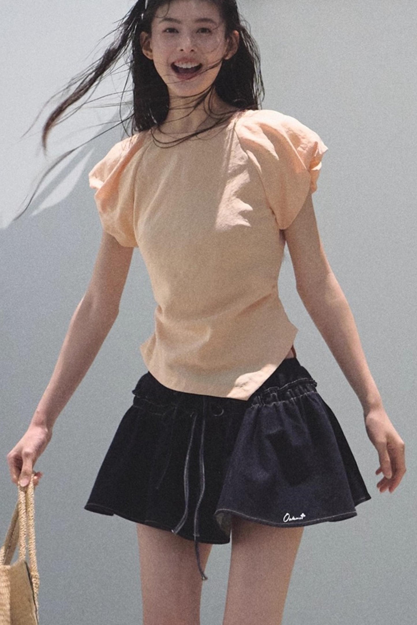 Embroidered Lyocell Puffy A-Line Skirt