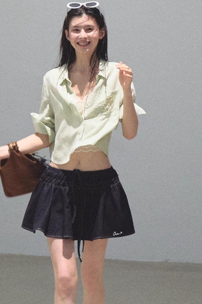 Embroidered Lyocell Puffy A-Line Skirt