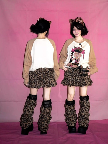 Leopard Print Drawstring Subculture Legwarmers