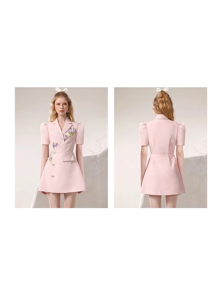 Irregular Gentle Pink Suit Dresses