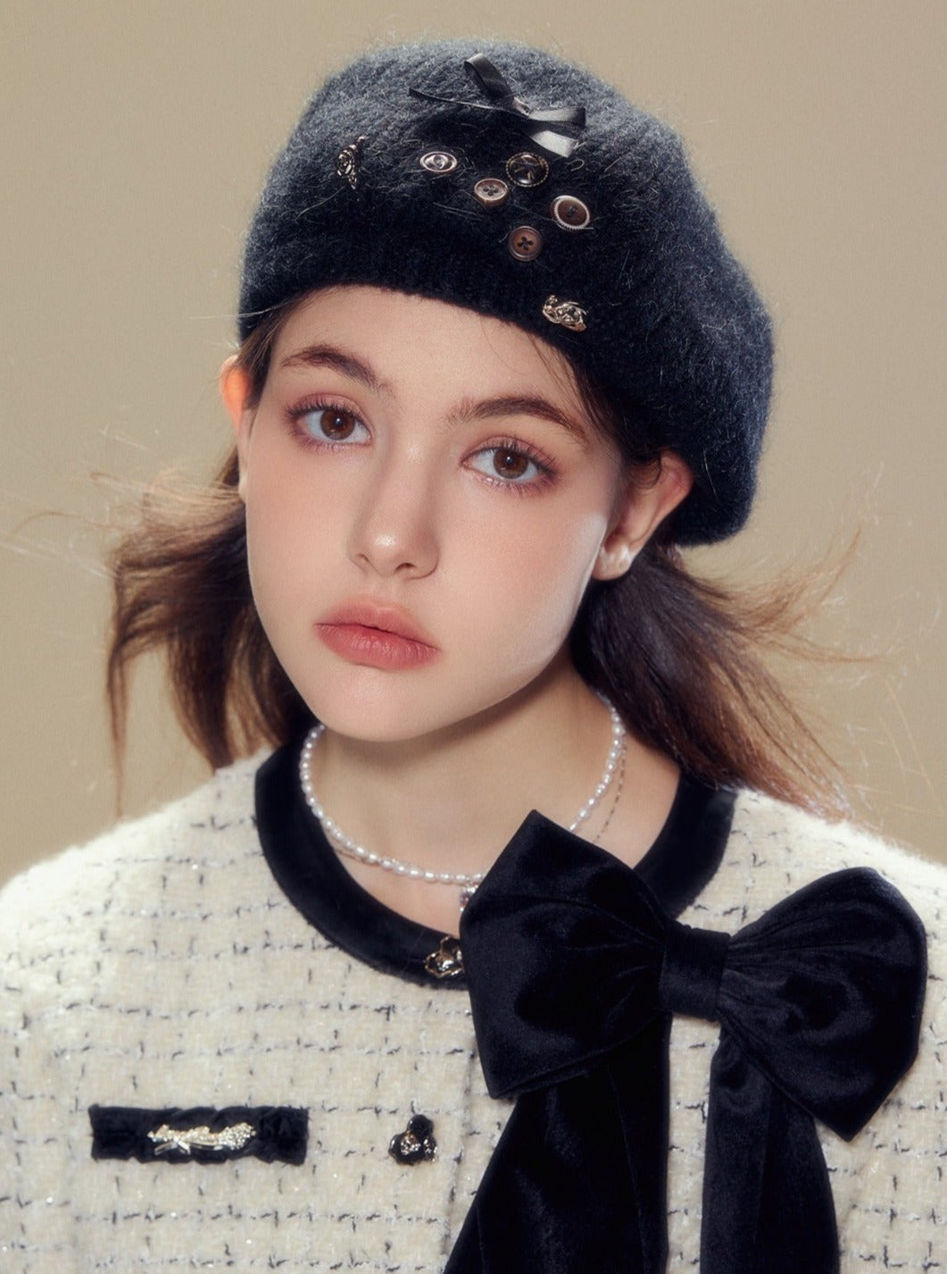 Wool knitted beret hats