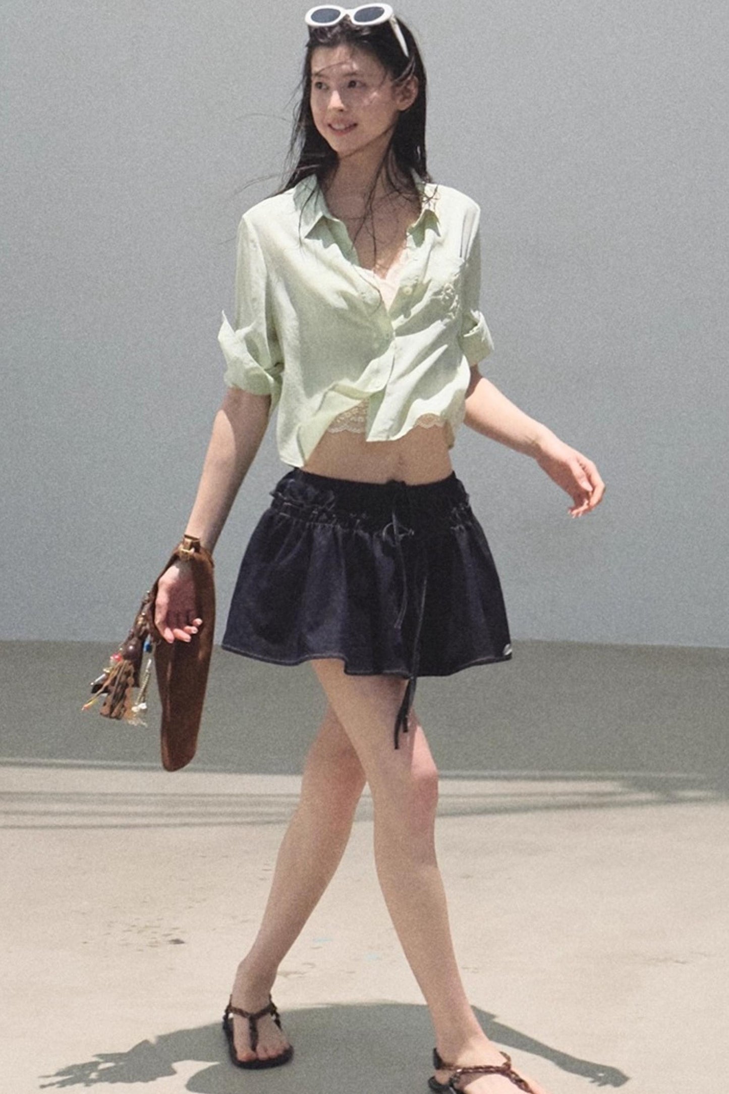 Embroidered Lyocell Puffy A-Line Skirt