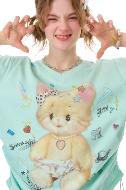 Gummy Bear Green V-Neck Top