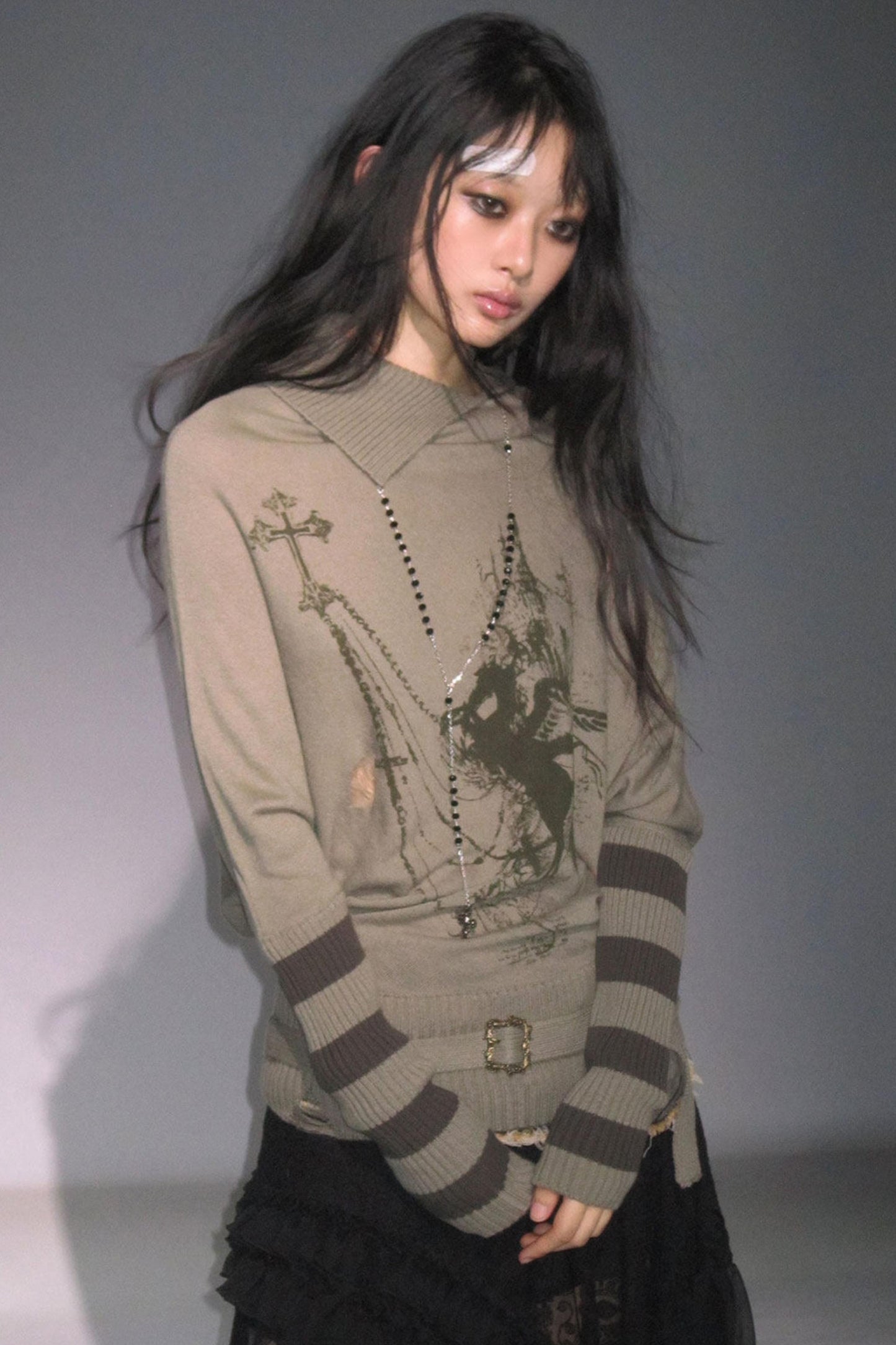 Striped Batwing Sleeve Sweater