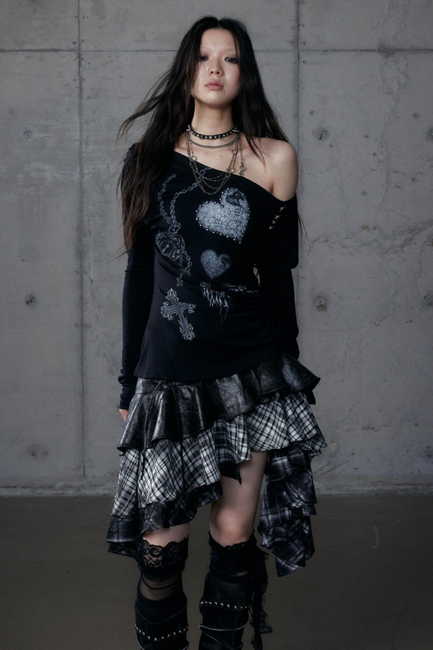 Puff Sleeve Punk Print Shirt