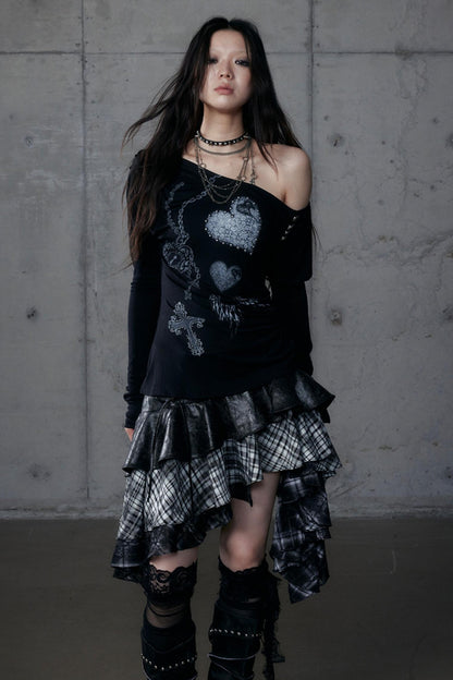 Puff Sleeve Punk Print Shirt