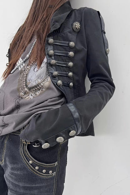 Patchwork Leather Napoleon Jacket