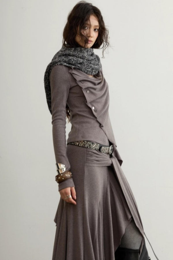 Classical Pleated Distressed Skirt Set-Up