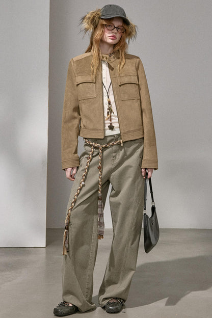 Suede Tailored Short Jacket