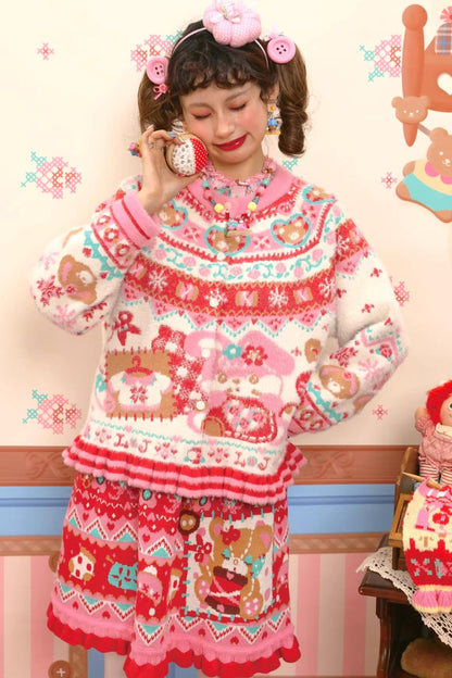 Fair Isle Mink Knit Cardigan