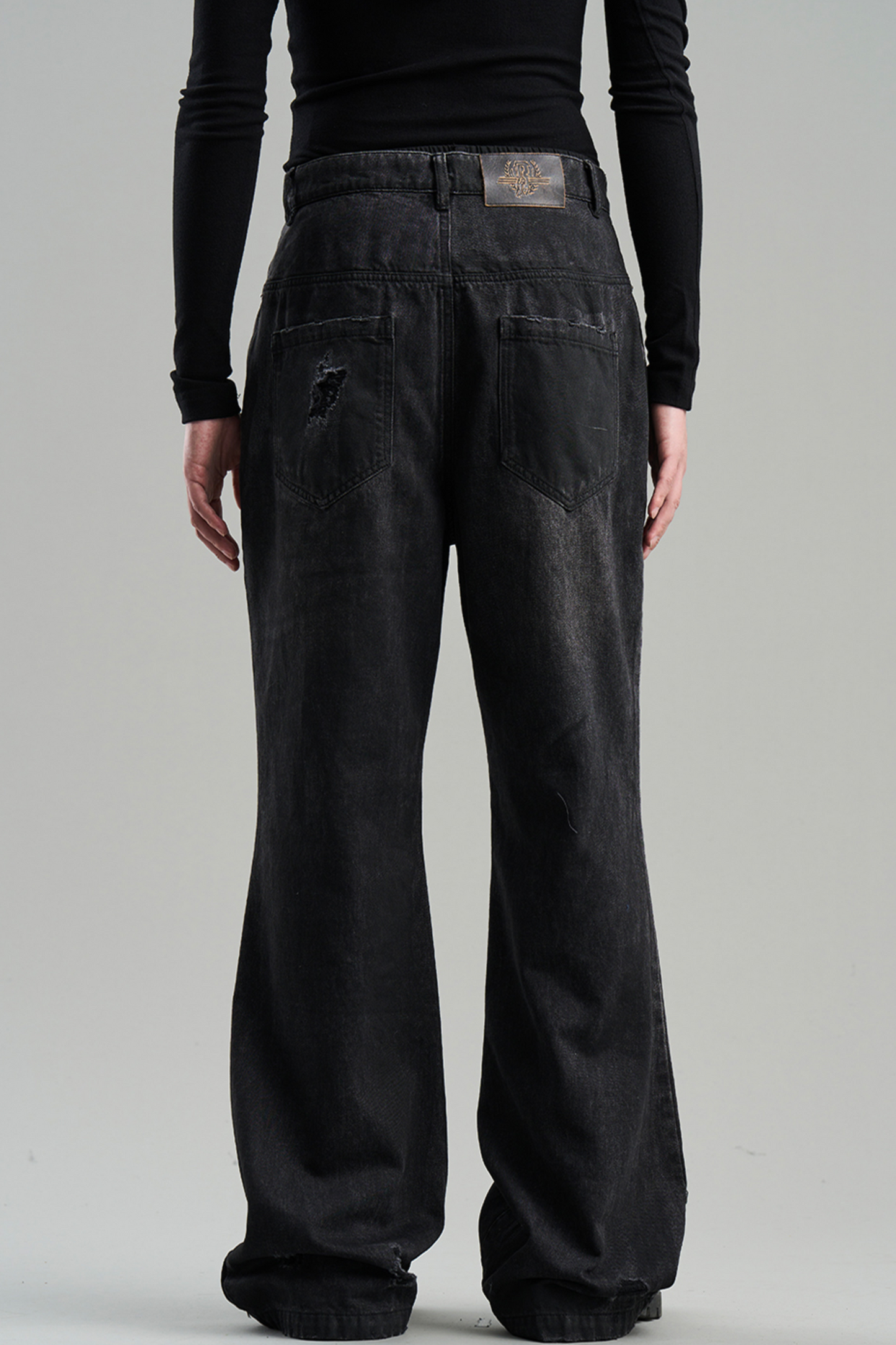 Distressed Denim Rivets Pants