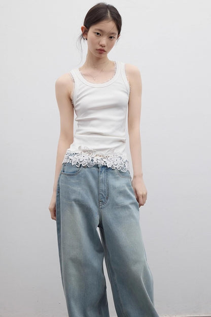 Vintage Light Blue Wide-Leg Jeans