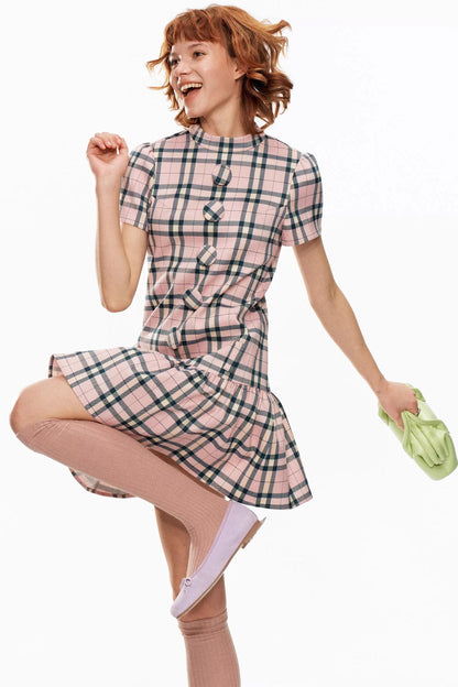 Pink Plaid A-Line Dress